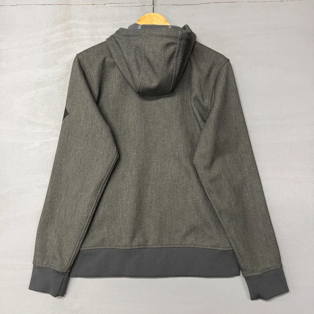 The North Face Full Zip Hoodie Grey Heather‎ Fleece Lined Jacket Small Mens